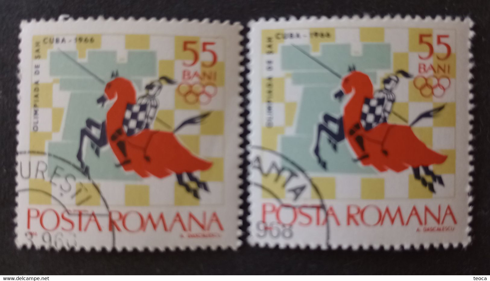 Stamps Errors Chess Romania 1966 MI 2480 Printed With Misplaced Chess Piece Used - Variétés Et Curiosités