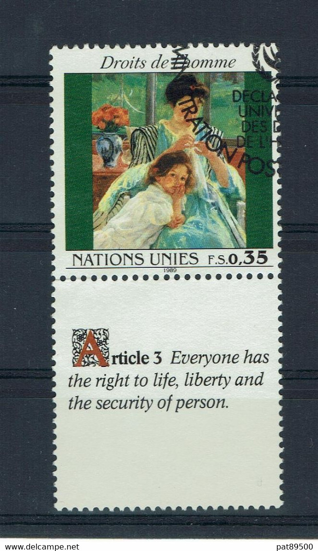 NATIONS UNIES 1989 DROITS De L'HOMME Article 3 Sur Vignette Attachée 1 Timbre Seul >> Catégorie à Confirmer ?? - Used Stamps