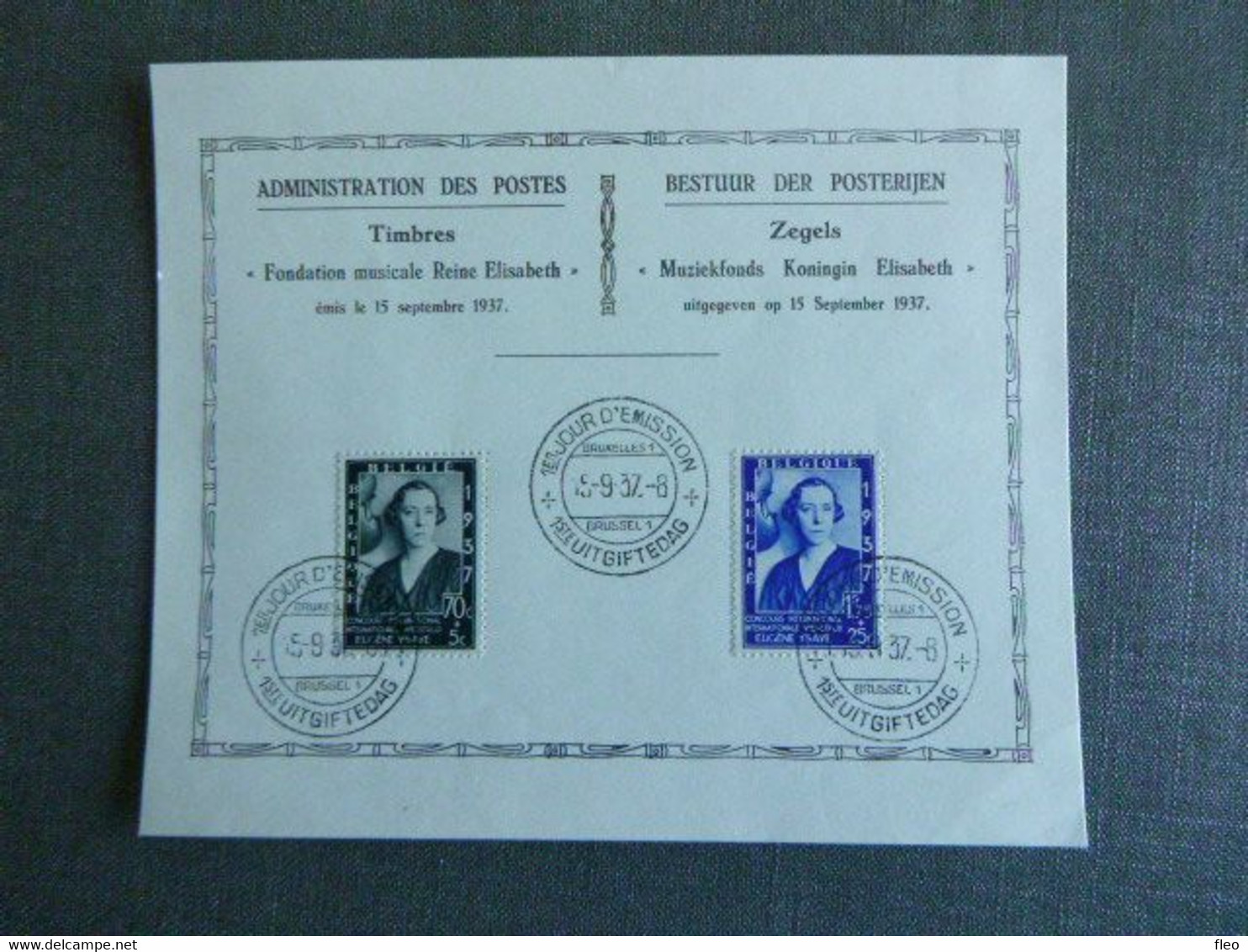 BELG.1937 456-457 Philatelic Card :  Fondation Reine Elisabeth - ....-1951