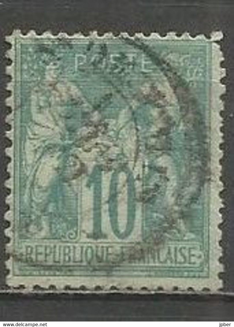 France - Type Sage - Type I (N Sous B) - N°65 10c. Vert - Obl. - 1876-1878 Sage (Type I)