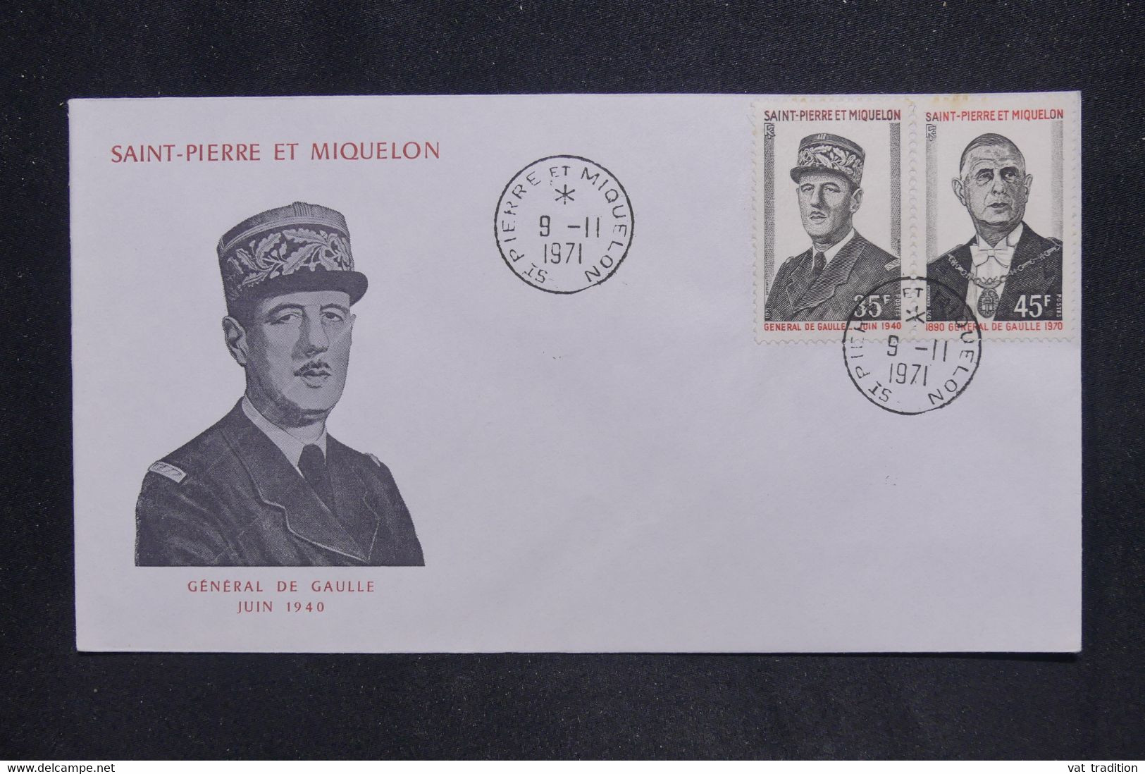 SAINT PIERRE & MIQUELON - Enveloppe FDC En 1971 - Général De Gaulle  - L 126800 - FDC