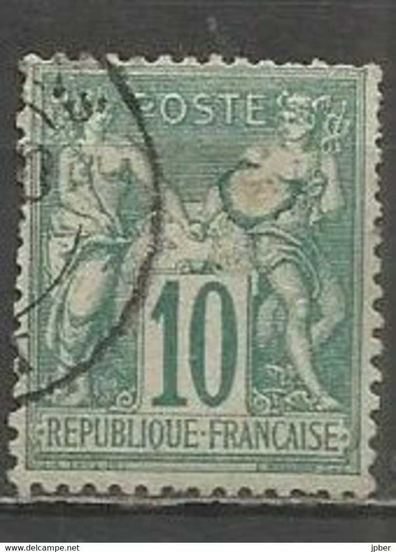 France - Type Sage - Type I (N Sous B) - N°65 10c. Vert - Obl. - Curiosité : Tache Blanche Entourée De Couleur - 1876-1878 Sage (Typ I)