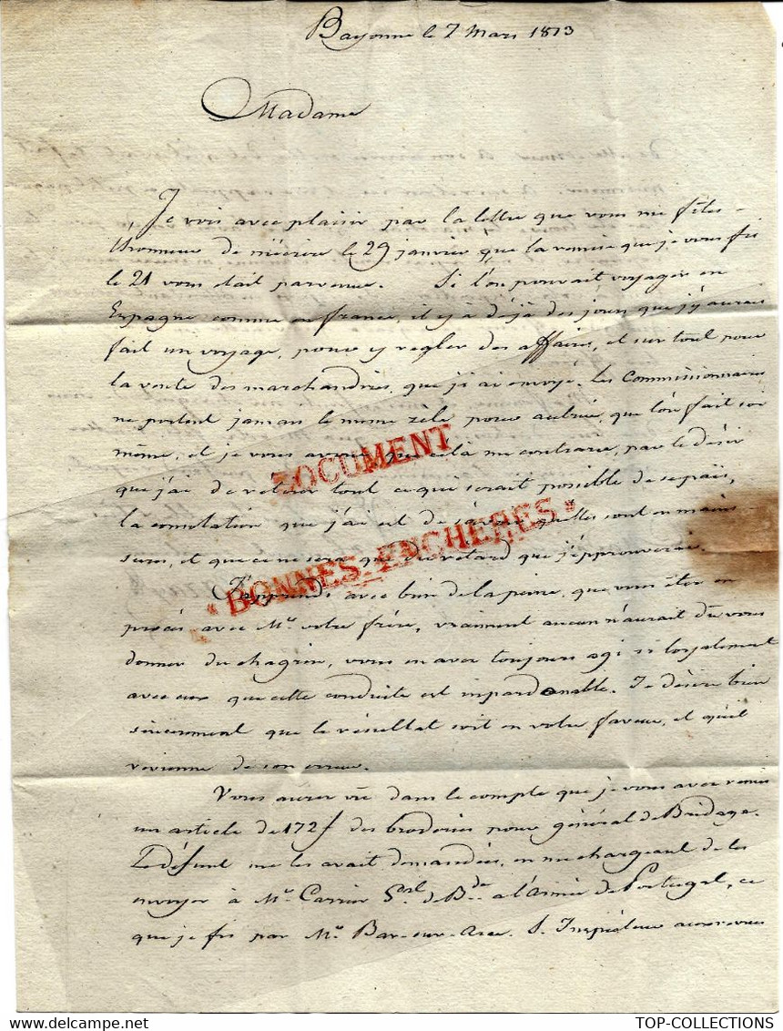 1873 Madame La BARONNE De Rozengal   PARIS Veuve Ferey SE PREOCCUPE DES AFFAIRES DE SON DEFUNT MARI Pour BAYONNE V.SCANS - Historical Documents