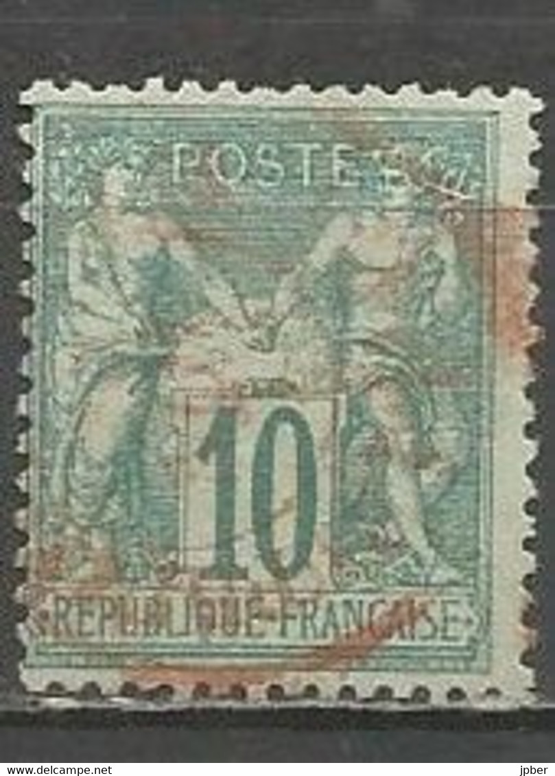 France - Type Sage - Type I (N Sous B) - N°65 10c. Vert - Obl. Cachet Rouge Des Imprimés - 1876-1878 Sage (Type I)