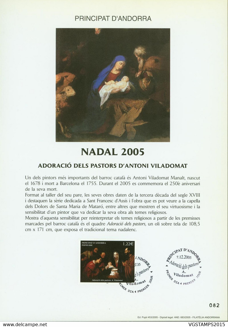 Andorre 2005-Andorre-Espagnole. Timbre Oblitéré Yvert Nr. 619 Sur Encart Spéciale.  Peinture......   (EB) DC-11101 - Colecciones