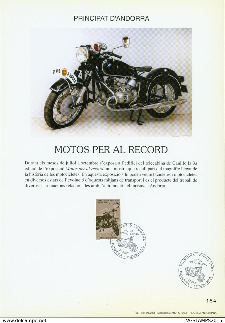 Andorre 2005-Andorre-Espagnole. Timbre Oblitéré Yvert Nr. 614 Sur Encart Spéciale.  Motos......   (EB) DC-11102 - Collections