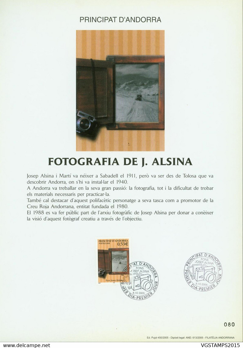 Andorre 2005-Andorre-Espagnole. Timbre Oblitéré Yvert Nr. 617 Sur Encart Spéciale.  Photographie...   (EB) DC-11105 - Colecciones