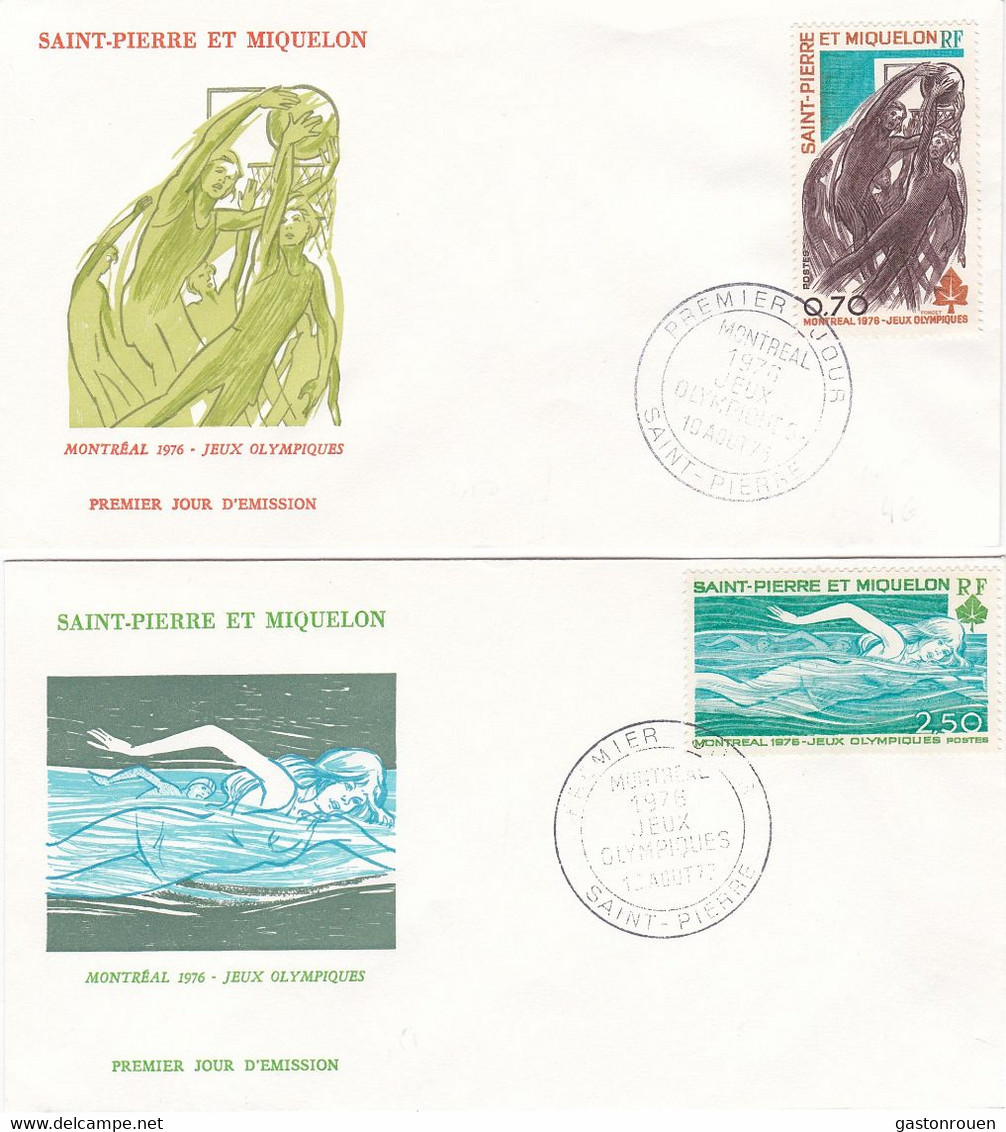 St Pierre & Miquelon PREMIER JOUR FDC 1976 450 451 Jeux Olympiques Montréal - FDC