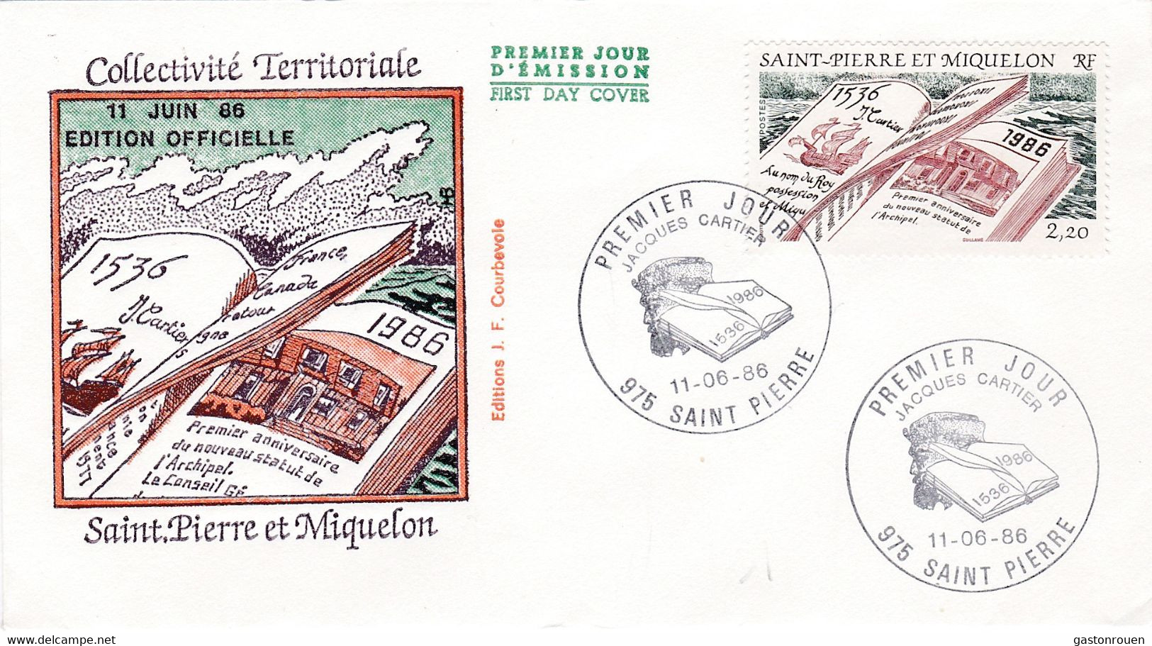 St Pierre & Miquelon PREMIER JOUR FDC 1986 470 Collectivité Territoriale - FDC