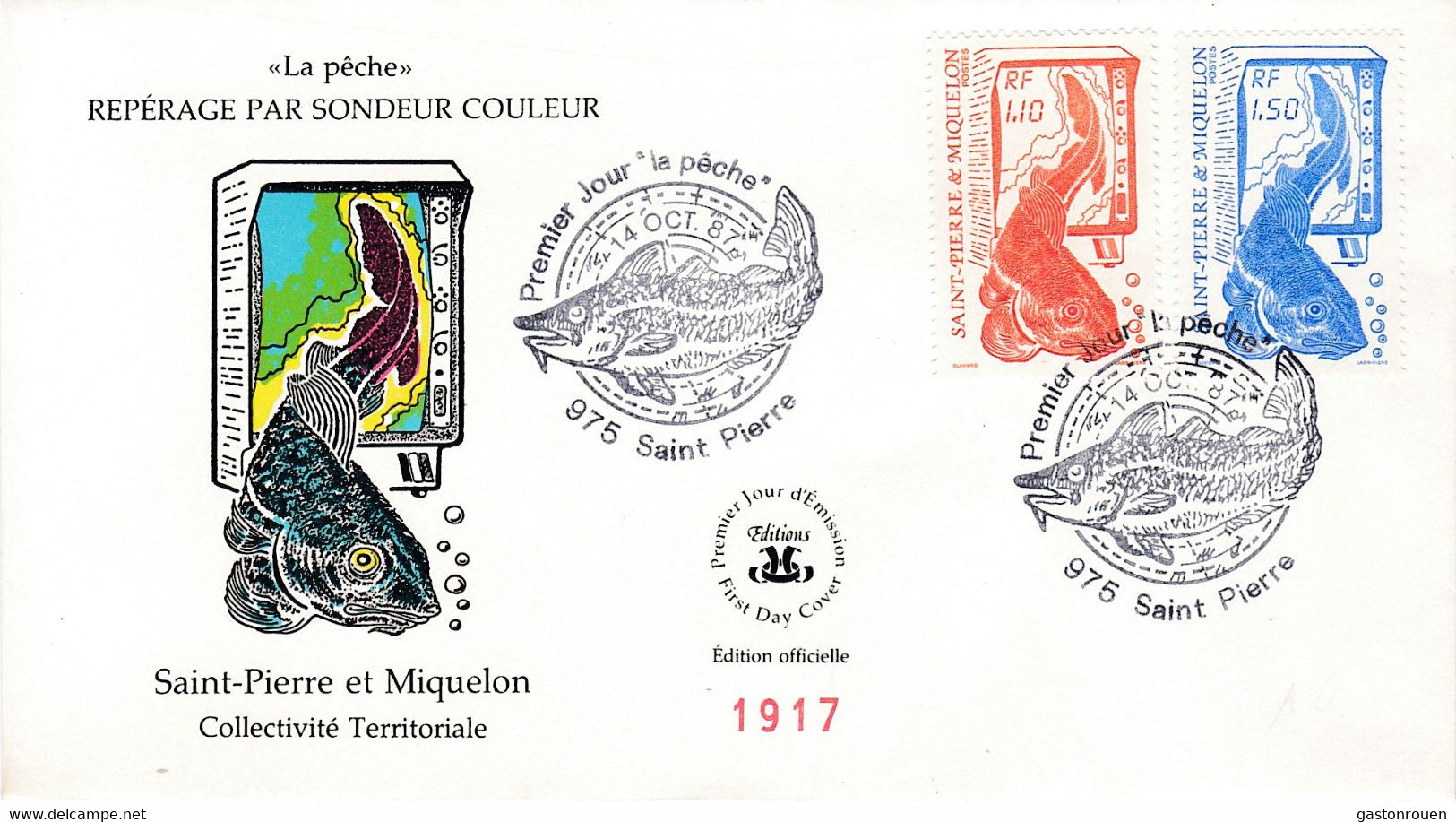 St Pierre & Miquelon PREMIER JOUR FDC 1987 480 481 La Pêche - FDC