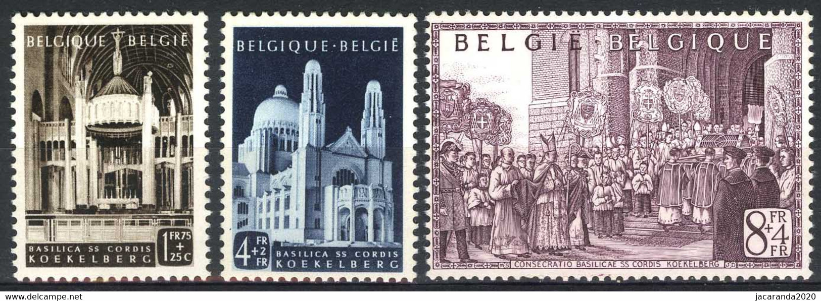 België 876/78 * - Monseigneur Van Roey - Basiliek Van Koekelberg - Neufs