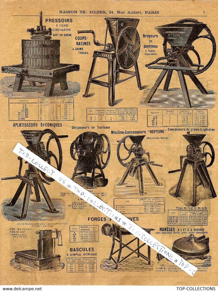 1925 TH. PUILTER PARIS USINE A NEVERS Nièvre  4 Pleines Pages De Matériel AGRICULTURE VITICULTURE ELEVAGE VOIR SCANS - Pubblicitari