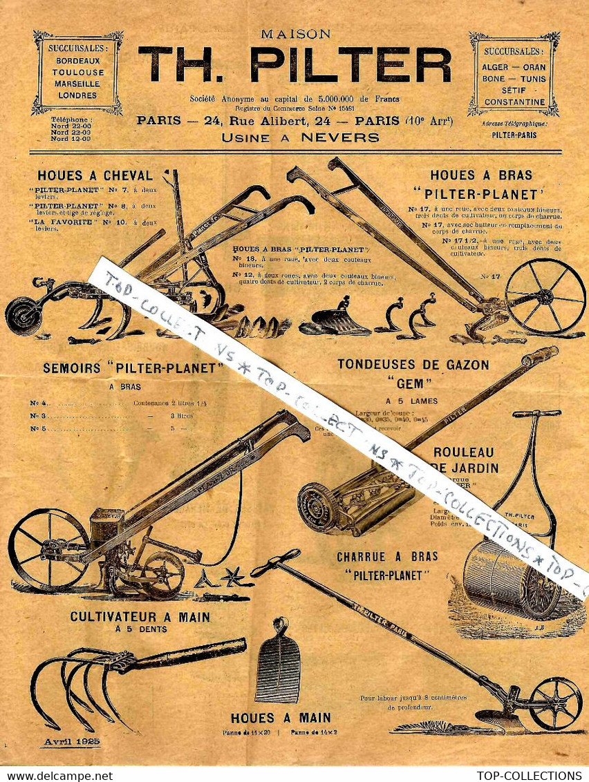 1925 TH. PUILTER PARIS USINE A NEVERS Nièvre  4 Pleines Pages De Matériel AGRICULTURE VITICULTURE ELEVAGE VOIR SCANS - Publicités