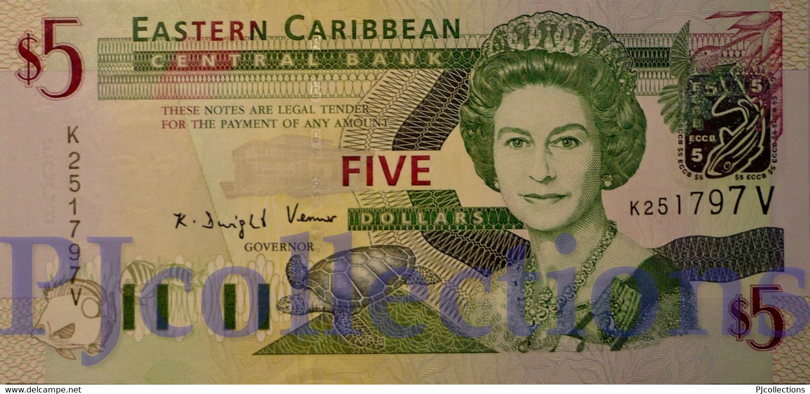 EAST CARIBBEAN 5 DOLLARS 2003 PICK 42v UNC - East Carribeans