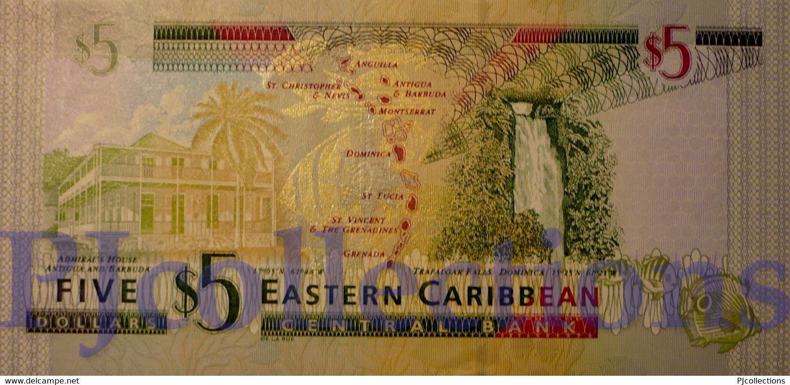 EAST CARIBBEAN 5 DOLLARS 2003 PICK 42v UNC - East Carribeans