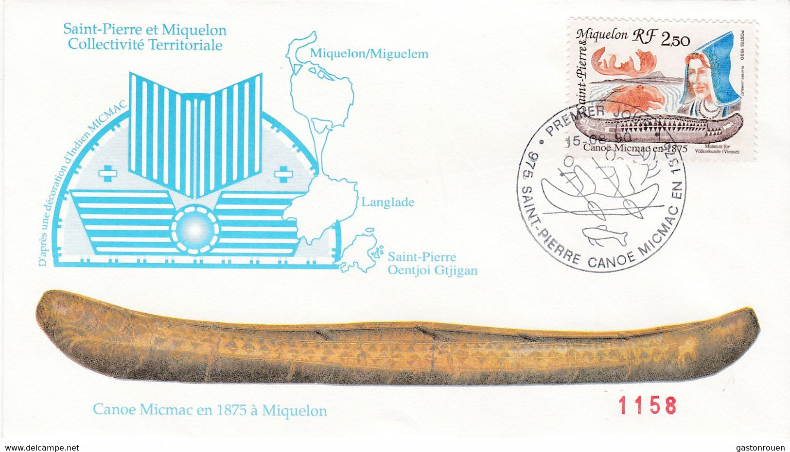 St Pierre & Miquelon PREMIER JOUR FDC 1990 527 Canoé - FDC