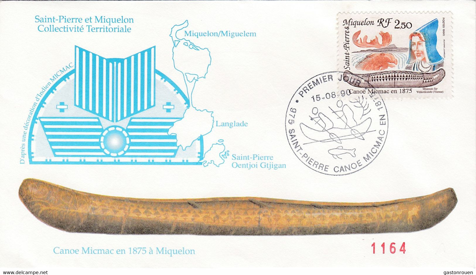 St Pierre & Miquelon PREMIER JOUR FDC 1990 527 Canoé - FDC