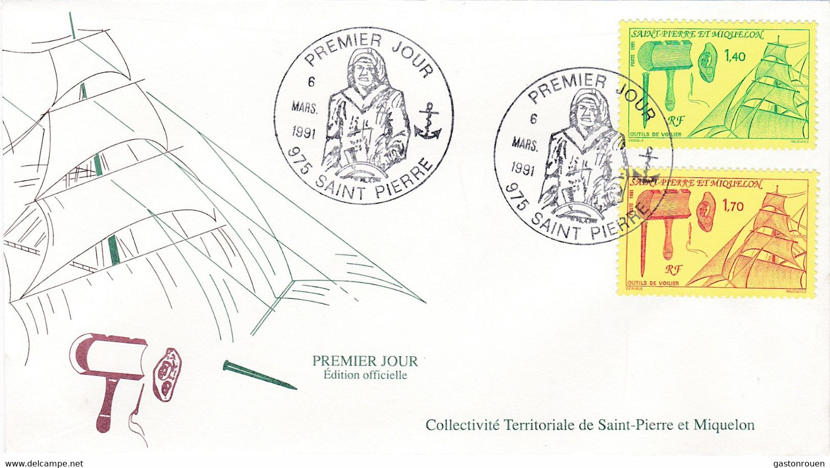 St Pierre & Miquelon PREMIER JOUR FDC 1991 535 536 Outils De Voilier - FDC