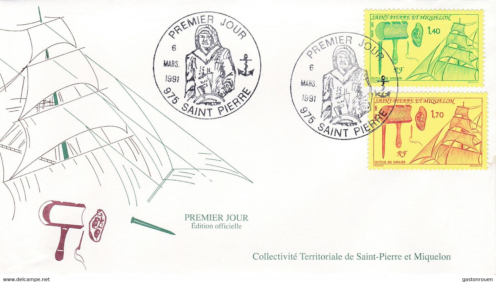 St Pierre & Miquelon PREMIER JOUR FDC 1991 535 536 Outils De Voilier - FDC