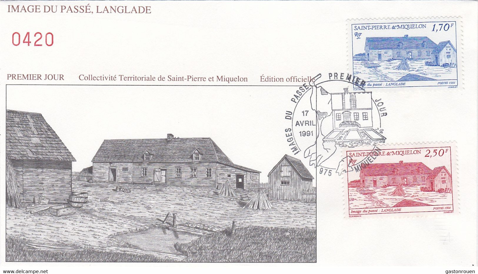 St Pierre & Miquelon PREMIER JOUR FDC 1991 538 542 Images Du Passé - FDC