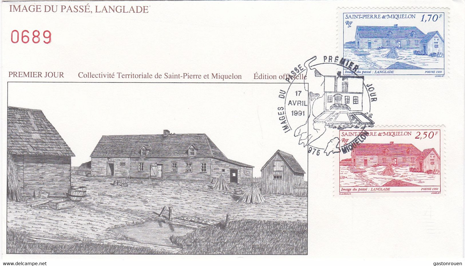 St Pierre & Miquelon PREMIER JOUR FDC 1991 538 542 Images Du Passé - FDC