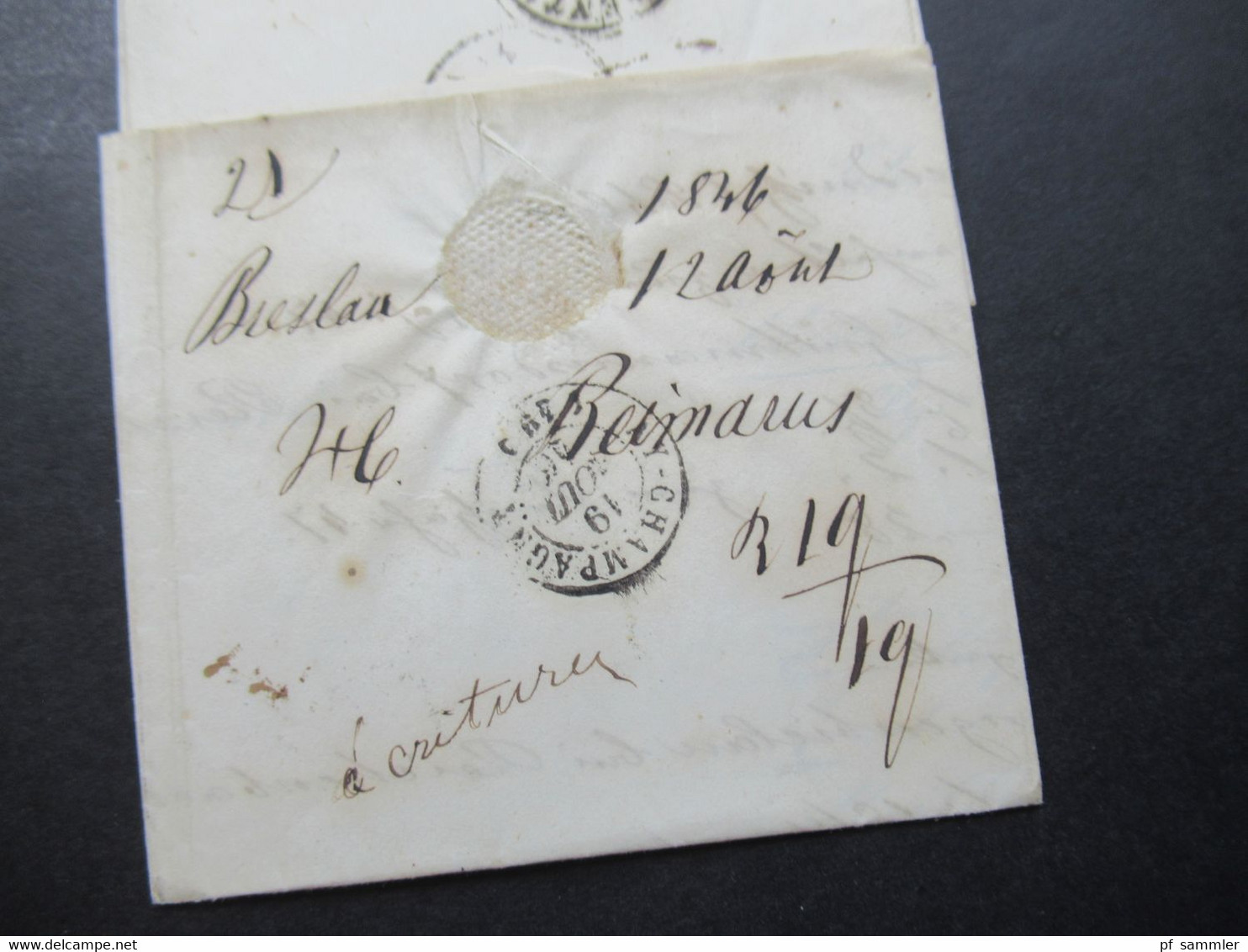 1846 Polen Auslandsbrief Mit Inhalt Breslau - Mareuil Schwarzer Stp. CPR1 Und Roter Stp. Prusse 5 Givet Und 2x Bartaxe - ...-1860 Prephilately