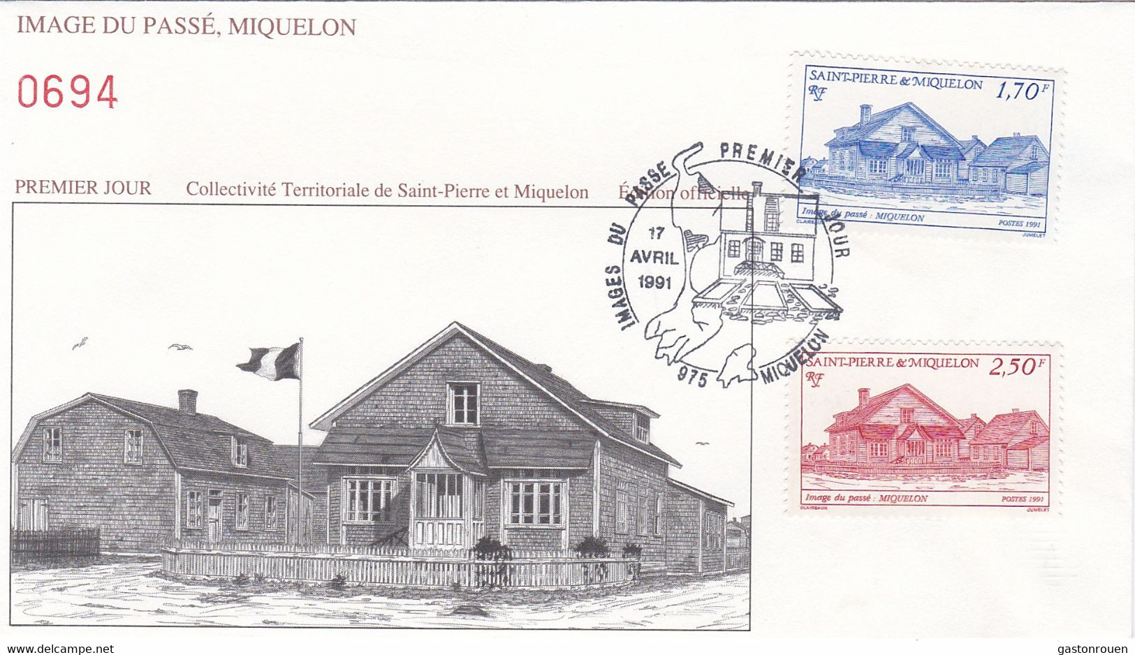 St Pierre & Miquelon PREMIER JOUR FDC 1991 539 543 Images Du Passé - FDC