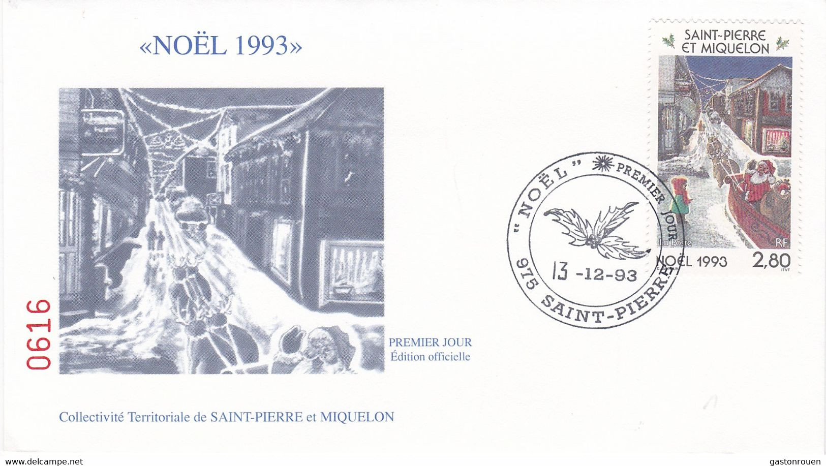 St Pierre & Miquelon PREMIER JOUR FDC 1993 591 Noël - FDC