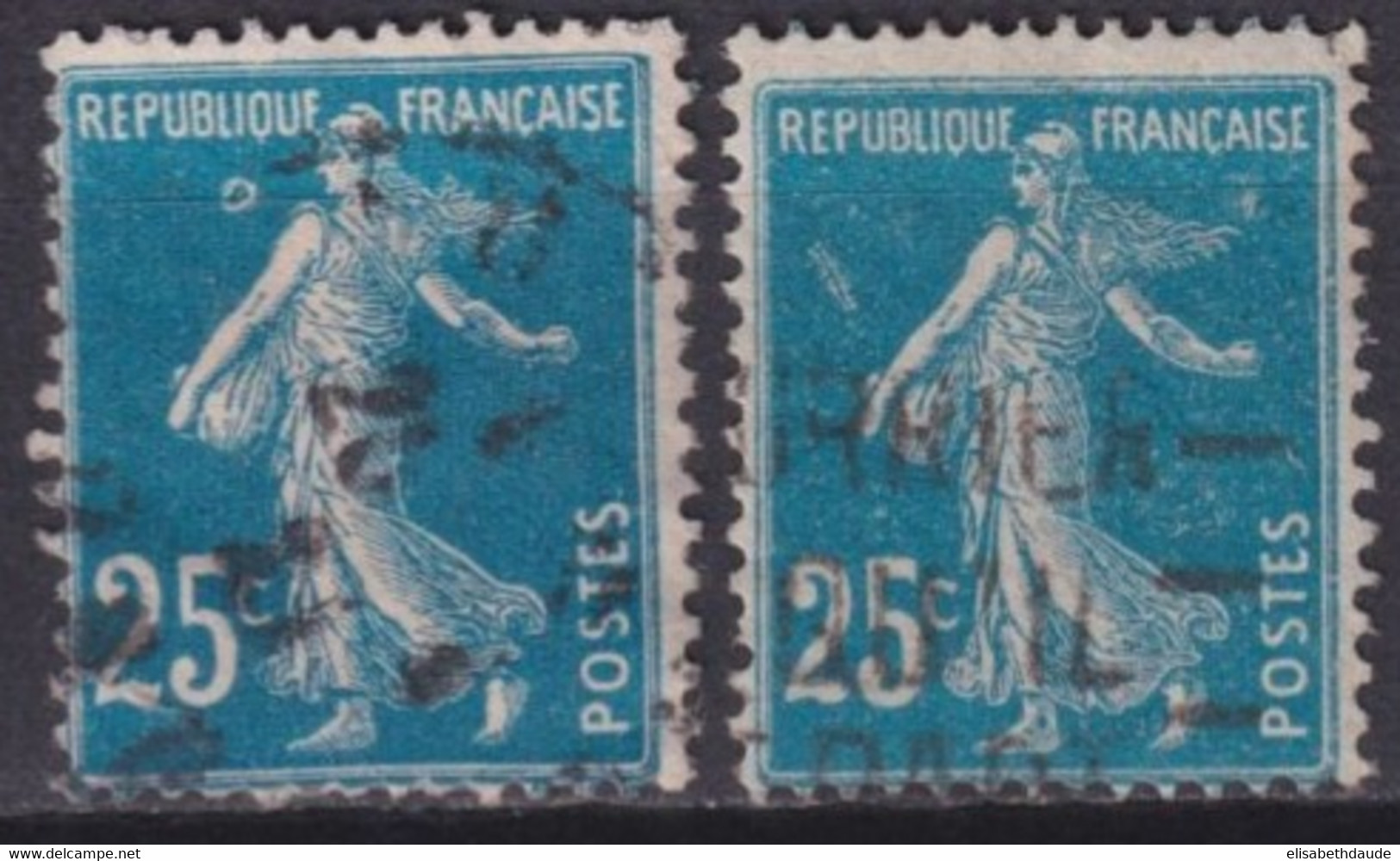 SEMEUSE - 2 VARIETES ANNEAU DE LUNE + CHENILLE !! - YVERT N° 140 OBLITERES - Used Stamps