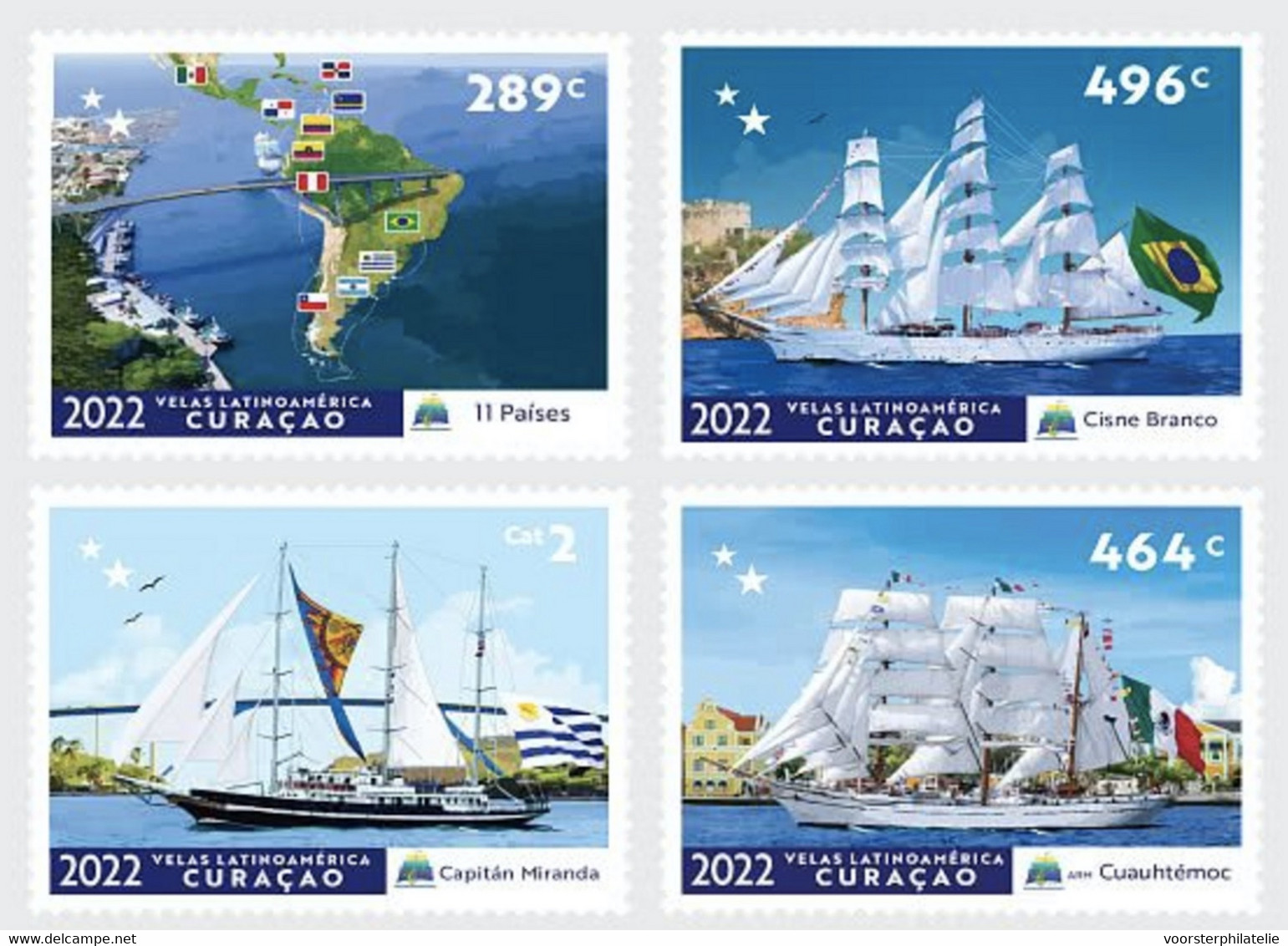 CURACAO 2022 VELAS SAILING SHIPS SCHEPEN POSTFRIS MNH ** - Niederländische Antillen, Curaçao, Aruba