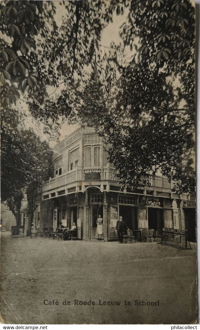 Schoorl (NH) Cafe De Roode Leeuw 1916 Vlekkig - Schoorl