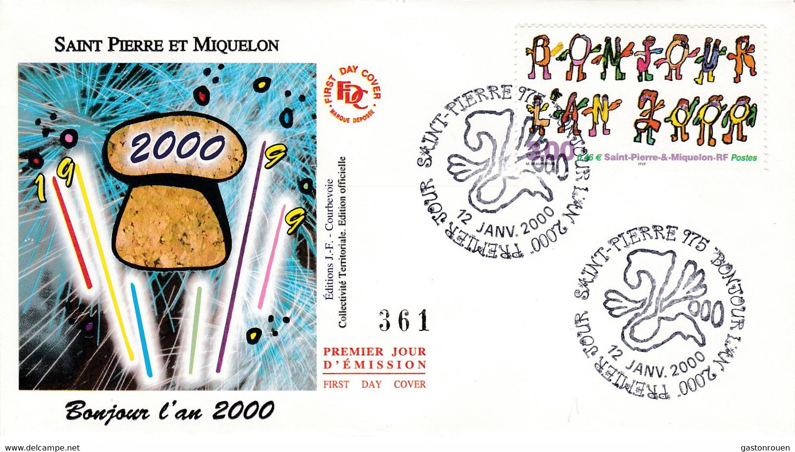 St Pierre & Miquelon PREMIER JOUR FDC 2000 706 Passage à L'an 2000 - FDC