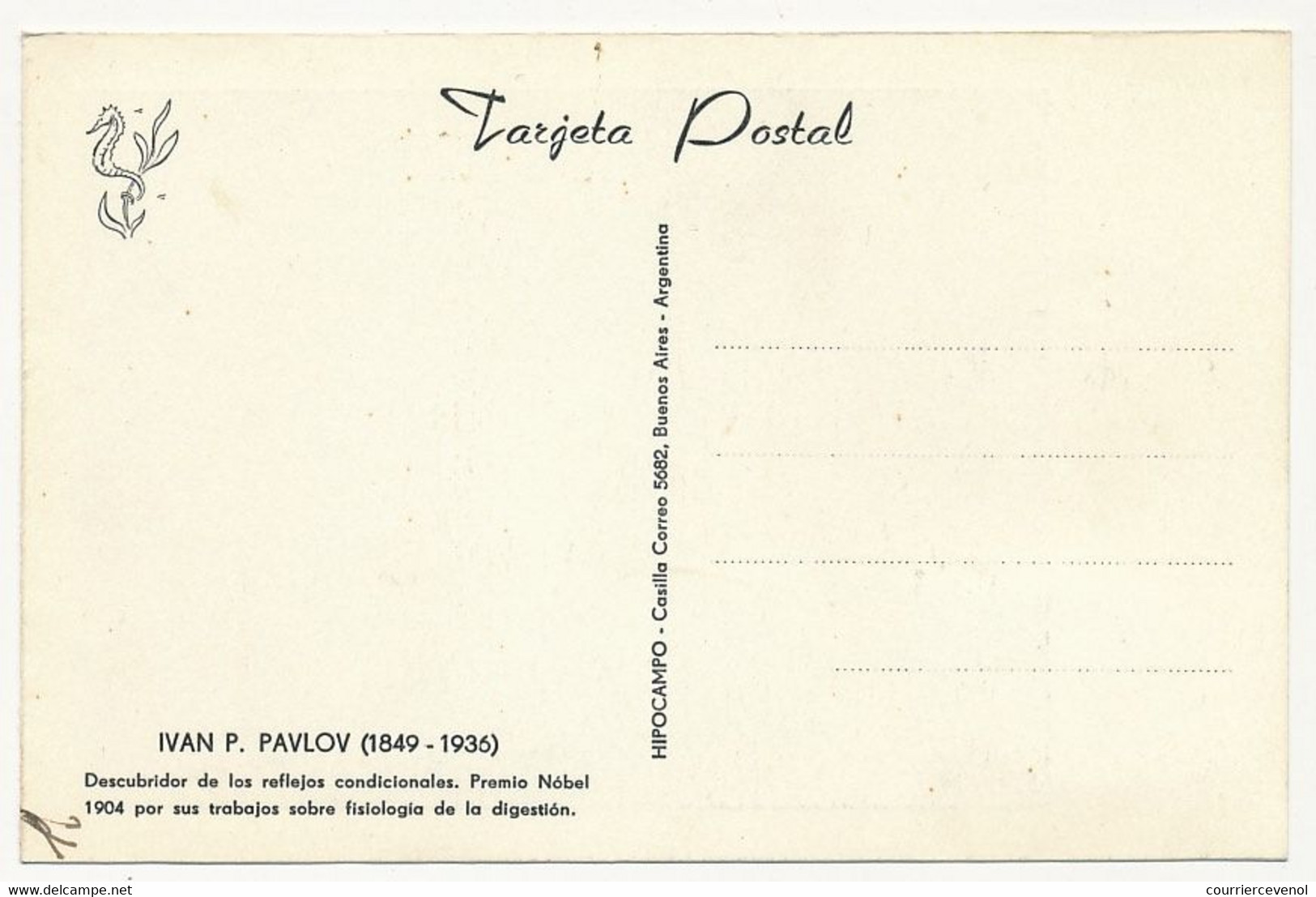 ARGENTINE - Carte Maximum - 1,50 Pesos - Ivan P. Pavlov - 1er Aout 1959 - Brieven En Documenten