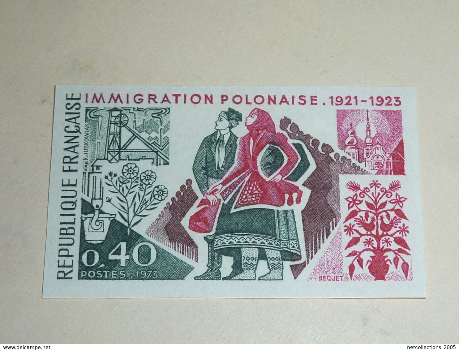 TIMBRE DE FRANCE NON DENTELE N°1740a Immigration Polonaise - 1973 - NEUF SANS CHARNIERE(C.V) - 1971-1980