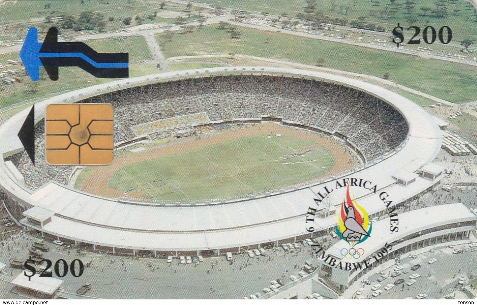 Zimbabwe, ZIM-06, $200, 6th All Africa Games - Stadium, 2 Scans. - Simbabwe