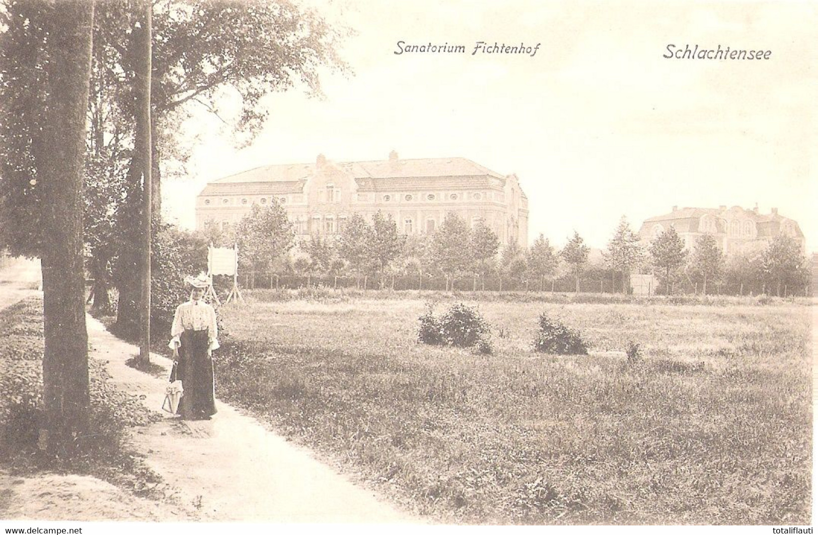 BERLIN SCHLACHTENSEE Zehlendorf Steglitz Sanatorium Fichtendorf Modische Dame Idyllisch 31.8.1906 Gelaufen TOP-Erhaltung - Steglitz