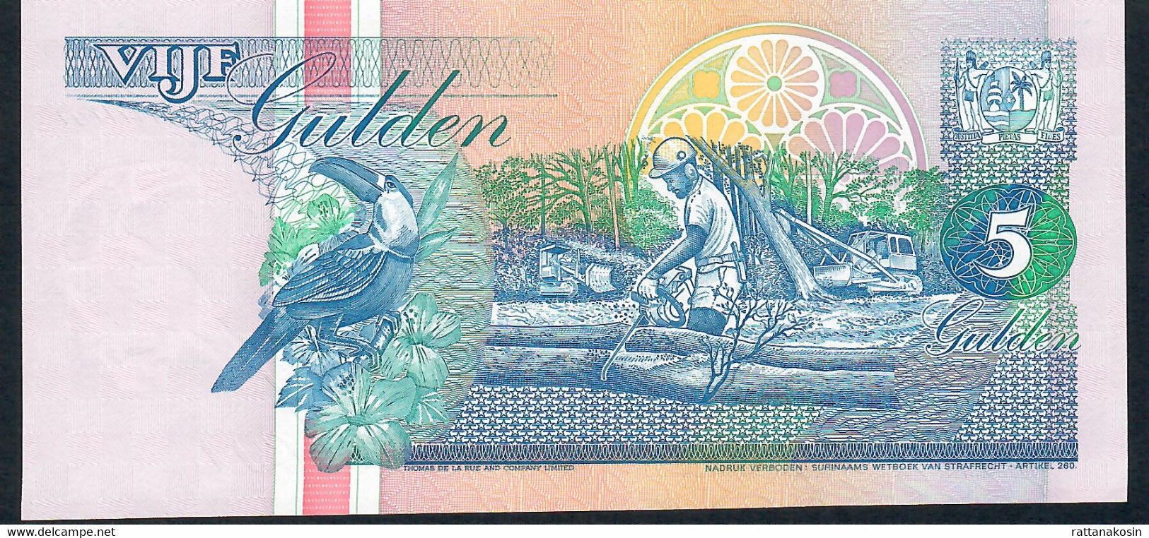 SURINAM P136a 5 GULDEN 1991 #AA      UNC. - Surinam