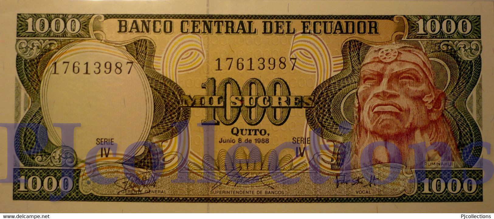 ECUADOR 1000 SUCRES 1988 PICK 125b UNC - Equateur