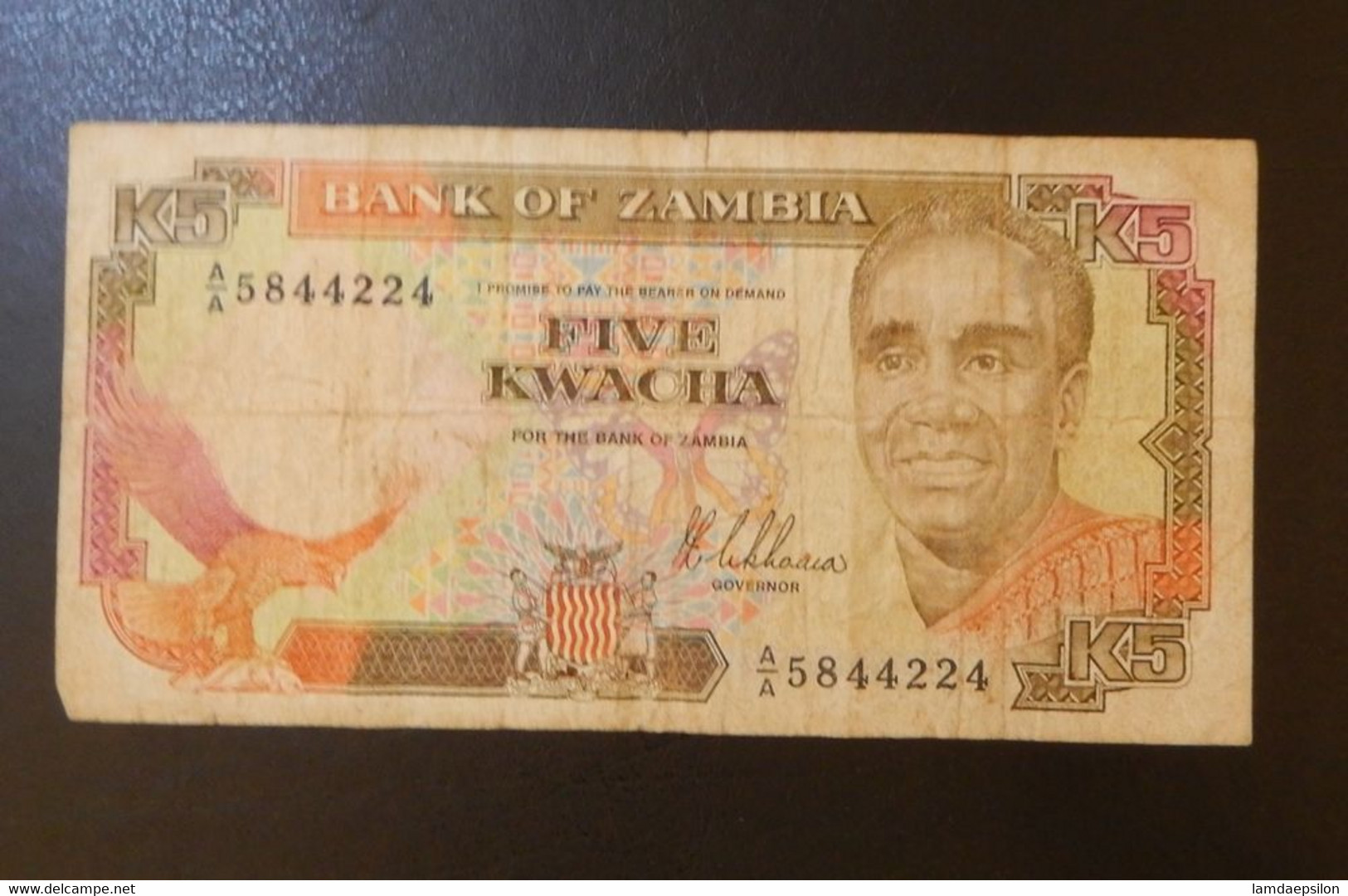 A4 ZAMBIA  BILLETS DU MONDE WORLD BANKNOTES  5 KWACHA - Zambie