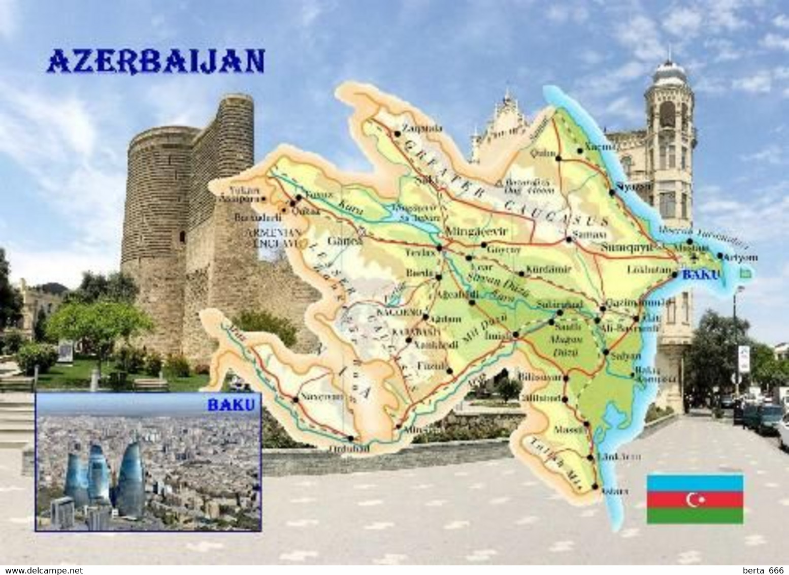 Azerbaijan Country Map New Postcard * Carte Geographique * Landkarte - Azerbeidzjan