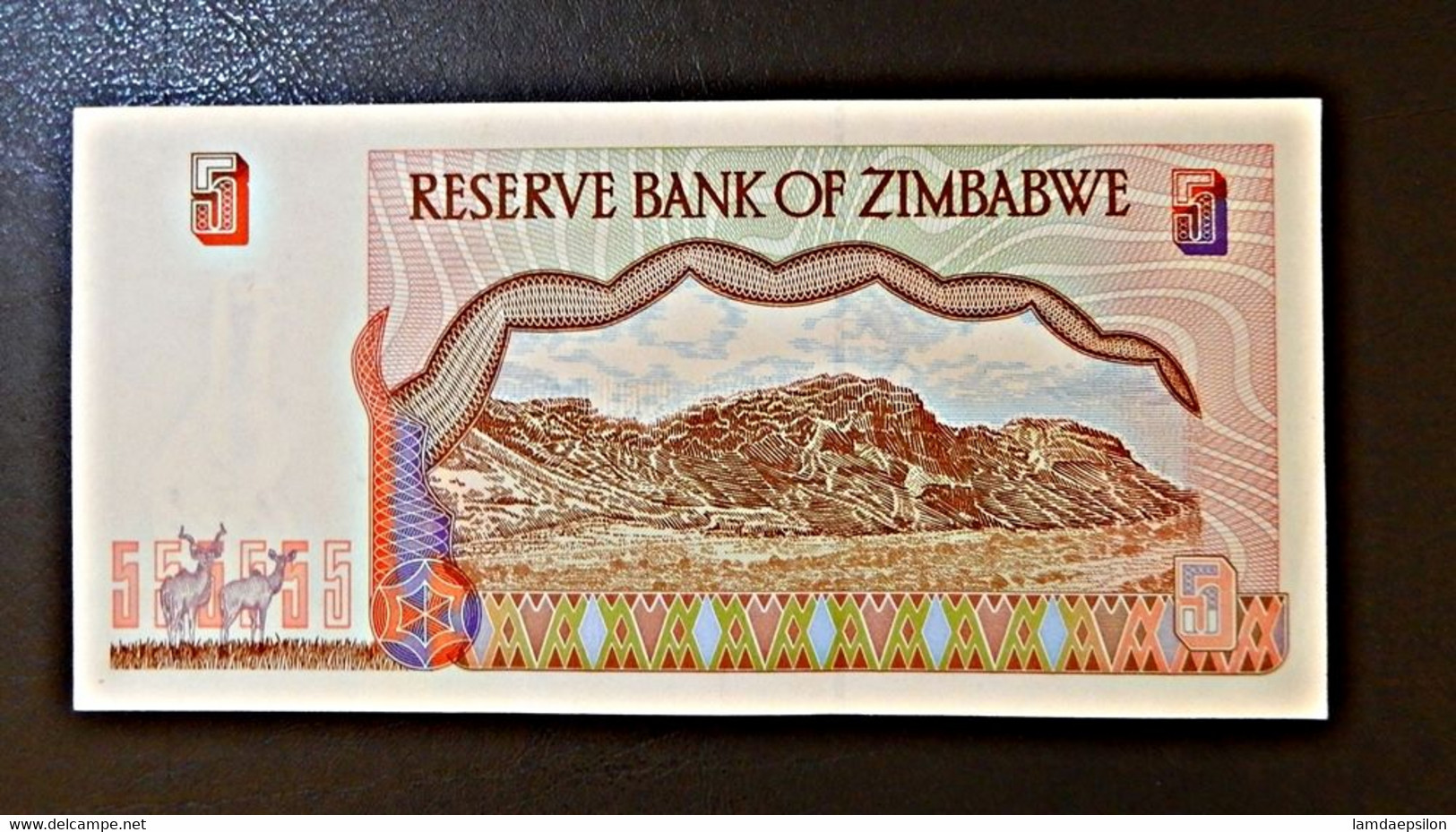 A4 ZIMBABWE  BILLETS DU MONDE WORLD BANKNOTES  5 DOLLARS 1997 - Zimbabwe