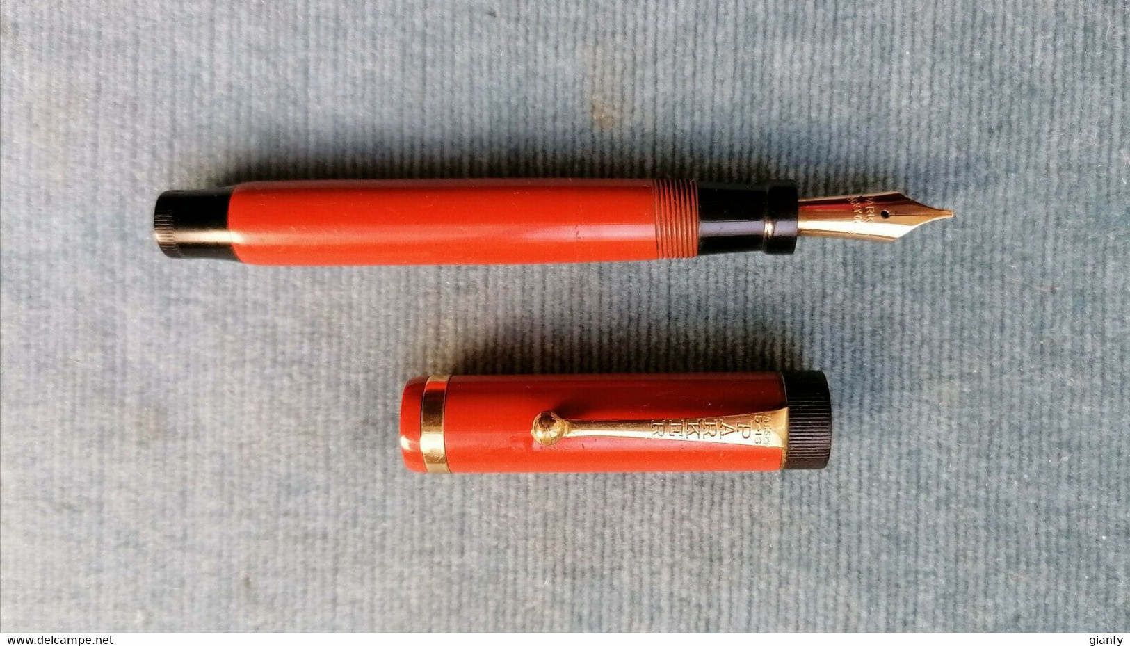 PENNA STILOGRAFICA PARKER DUOFOLD JR.1922 VINTAGE FOUNTAIN PEN RED HARD RUBBER - Stylos