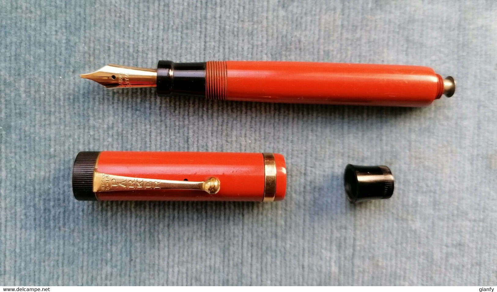 PENNA STILOGRAFICA PARKER DUOFOLD JR.1922 VINTAGE FOUNTAIN PEN RED HARD RUBBER - Stylos