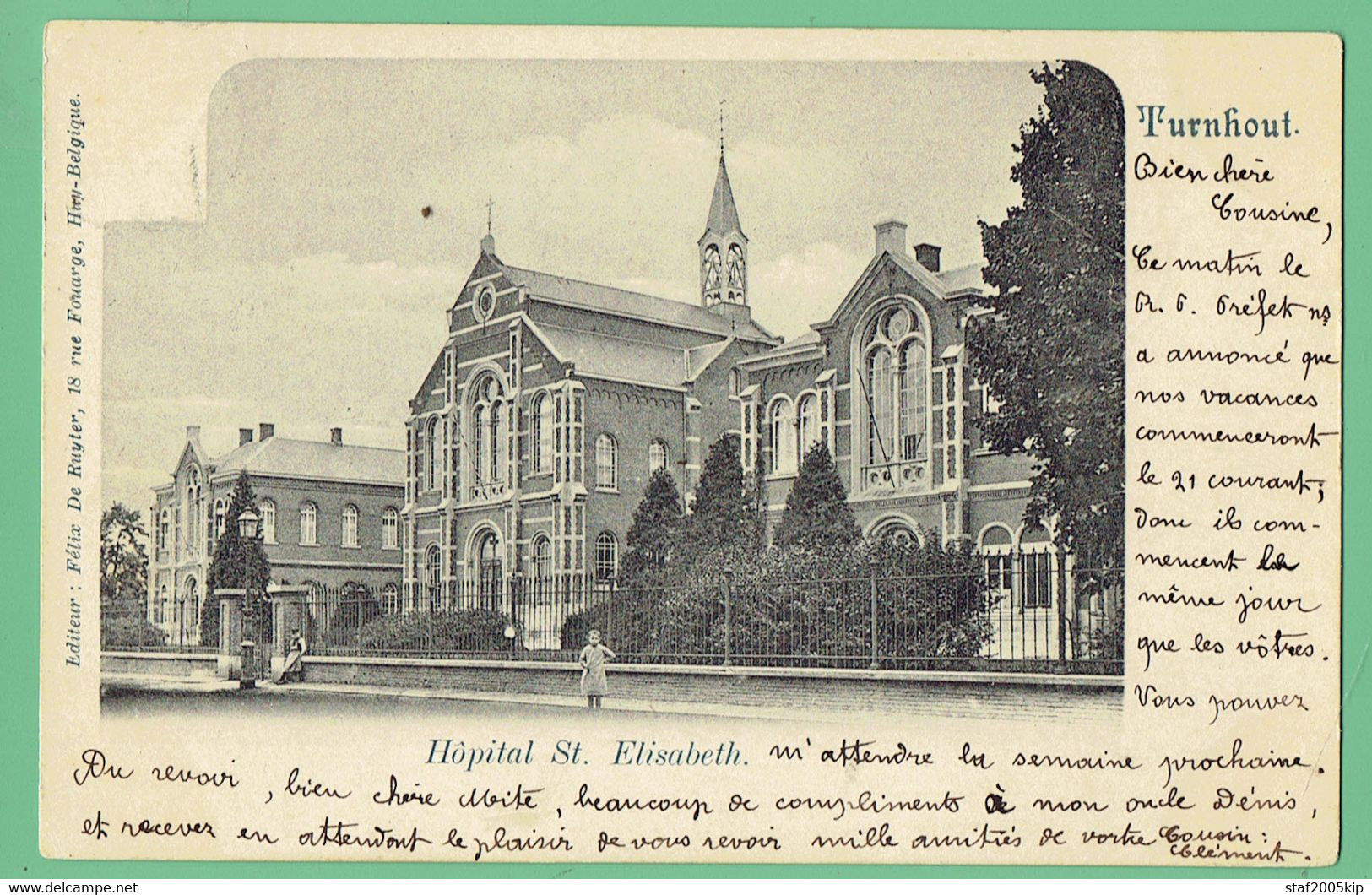 Turnhout -Turnhout Hôpital St. Elisabeth - In 1900 Naar Boom Verstuurd - Turnhout