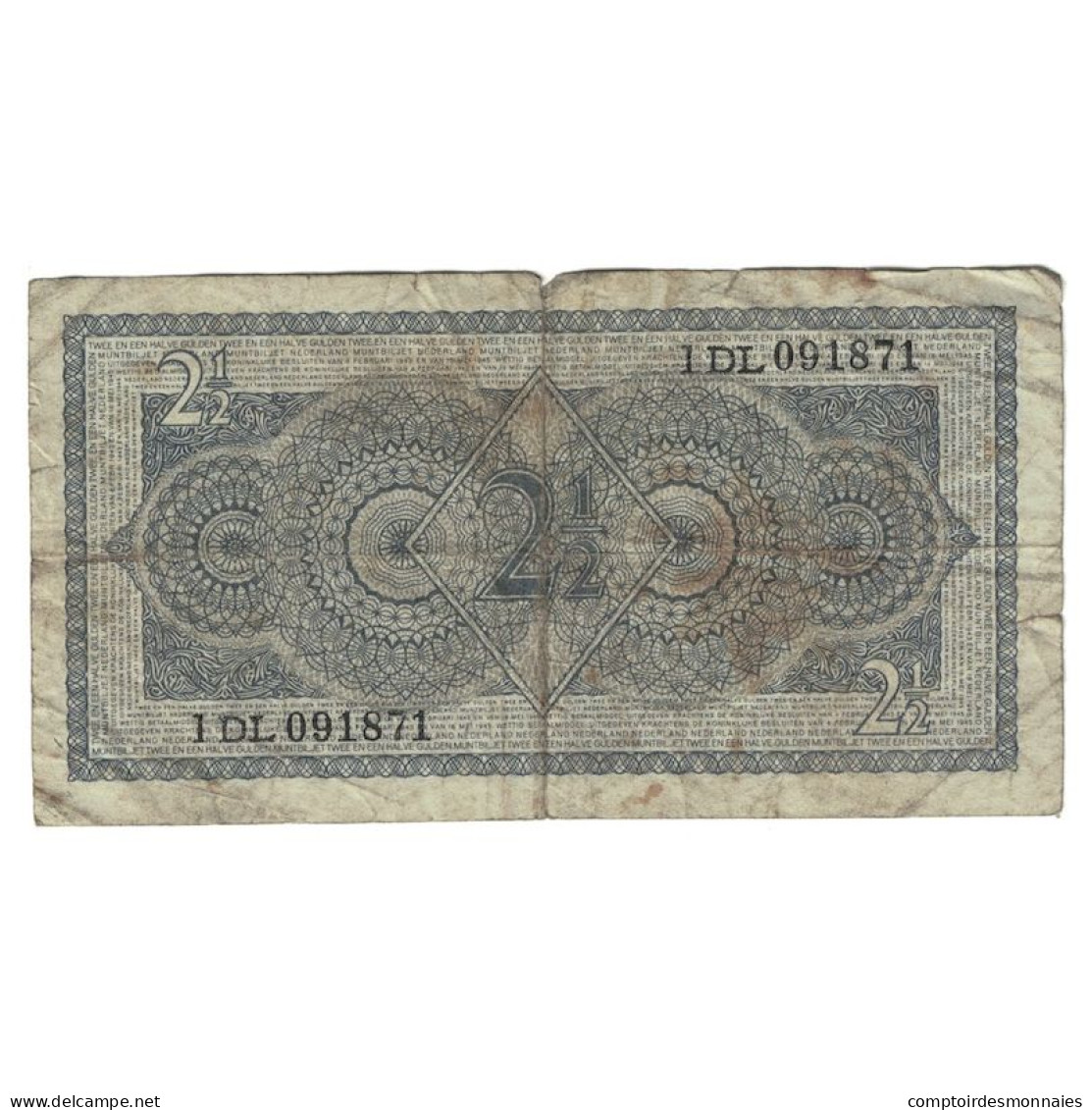 Billet, Pays-Bas, 2 1/2 Gulden, 1949, 1949-08-08, KM:73, B+ - 2 1/2  Florín Holandés (gulden)