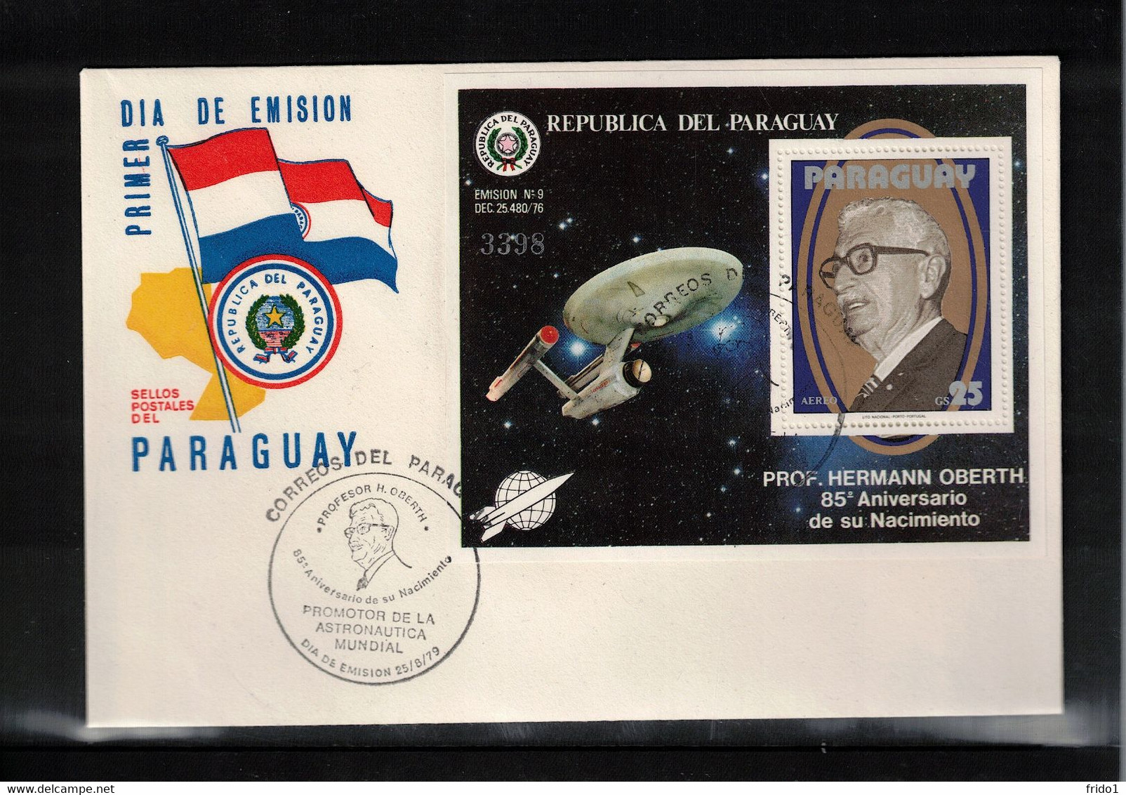 Paraguay 1979 Space / Raumfahrt Dr.Hermann Oberth Block FDC - Südamerika