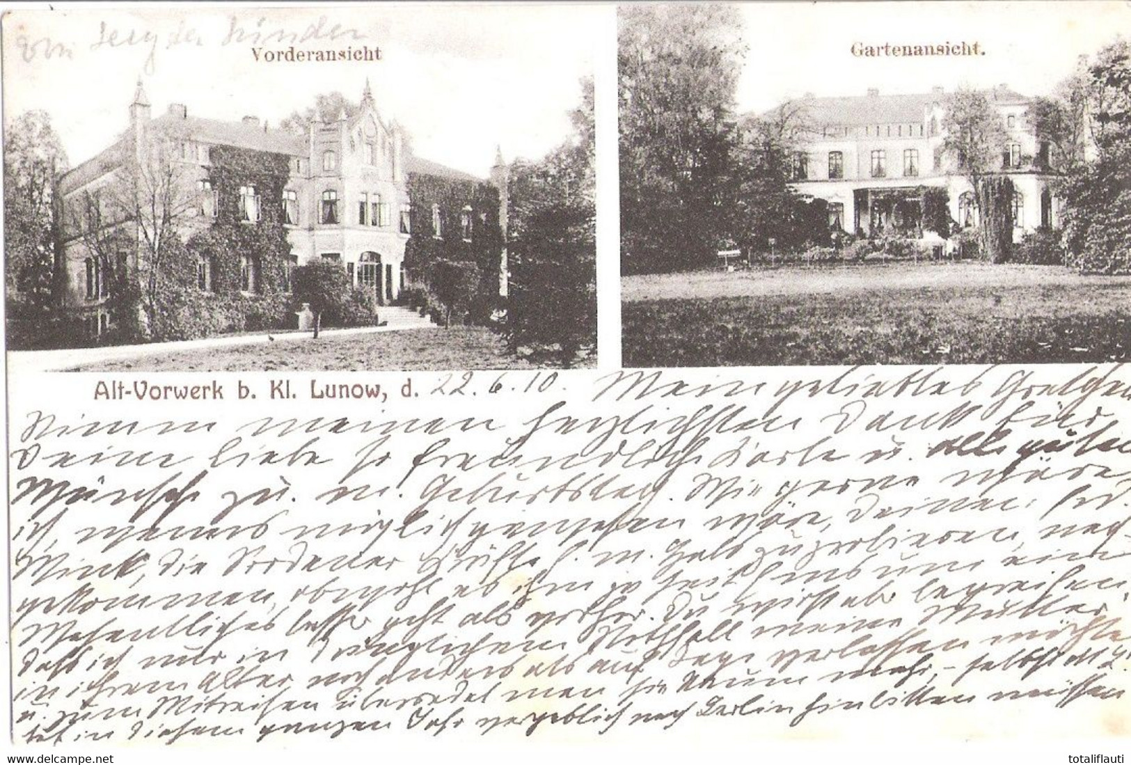 ALT VORWERK Bei KL LUNOW Amt Gnoien Nahe Güstrow Teterow Laage Herrenhaus Autograf Adel 23.9.1910 Gelaufen - Teterow