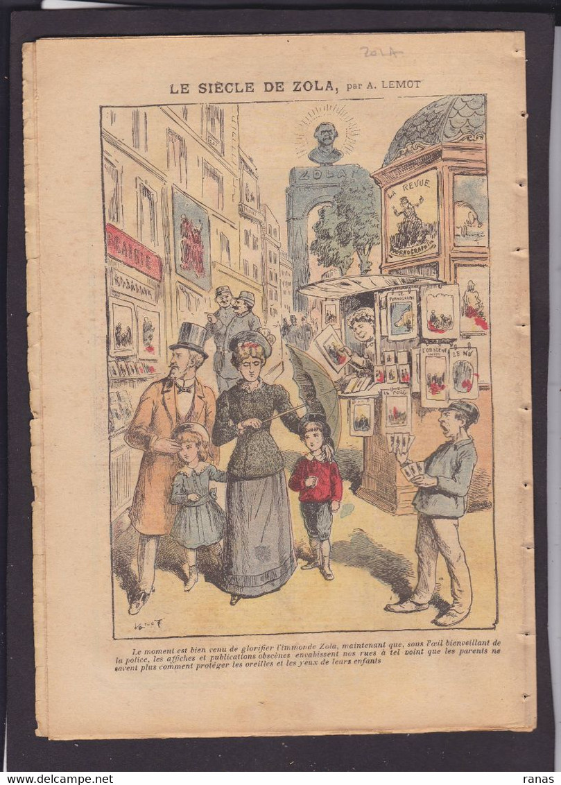 Revue Le Pélerin N° 1635 De 1908 Emile ZOLA Dreyfus Antisémitisme Jewish - Andere & Zonder Classificatie