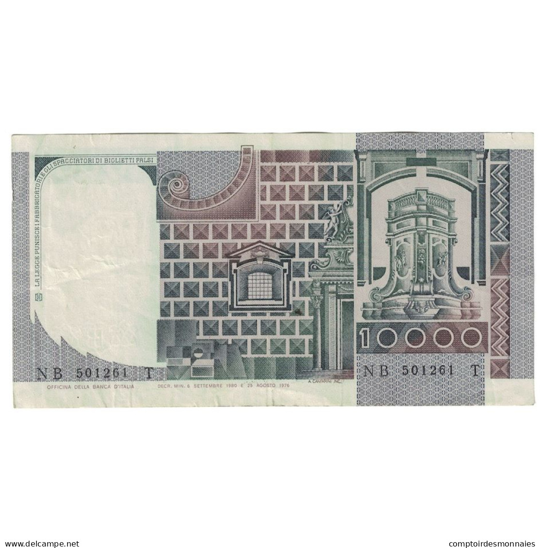 Billet, Italie, 10,000 Lire, 1980, 1980-09-06, KM:106b, TTB+ - 10.000 Lire