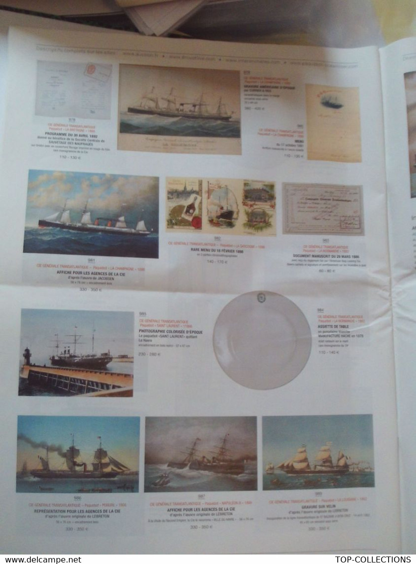 2013 NAVIGATION CATALOGUE DE Ventes AUX ENCHERES LA LEGENDE DES PAQUEBOTS SUPERBE DOCUMENTATION V. DESCRIPTION ET SCANS